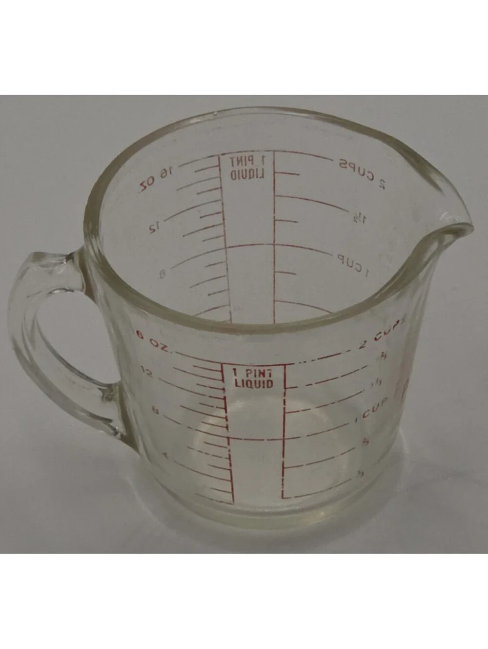 Vintage PYREX 516 2 Cup 1 Pint Red Letter Glass Measuring Cup USA Made 1940s